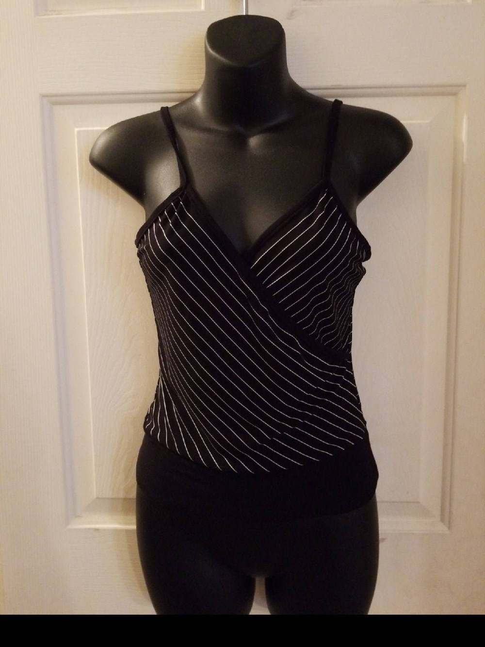 Black Pinstripe Wrap Camisole - Women's